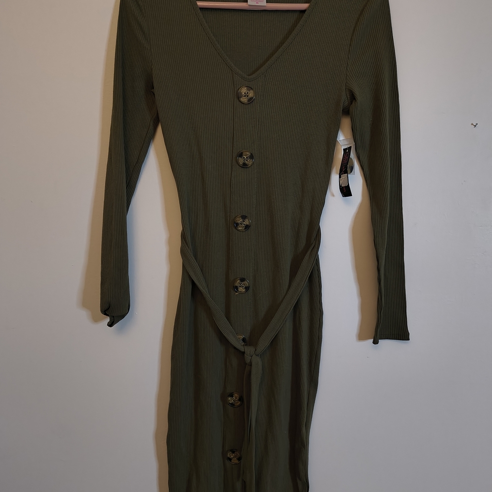 No Boundaries Olive Long Sleeve Dress XS NWT